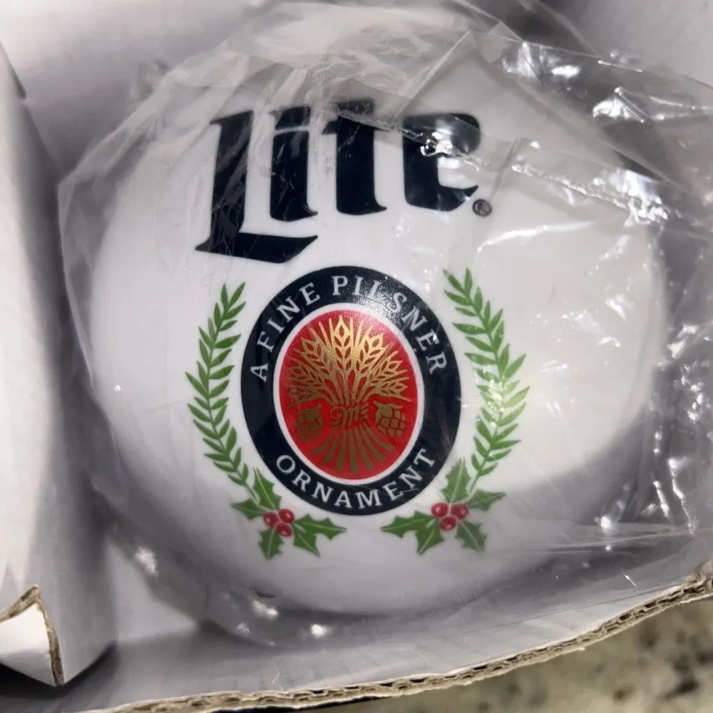 Miller‎ Lite Beernament Christmas Ornament Set 6 Holiday Party Essential Koozie